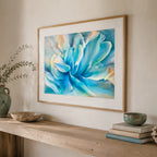 Eva Cassini Art, Rapture in C, blue abstract fine art print, coastal teal and aqua tones