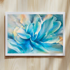 Eva Cassini Art, abstract botanical blue fine art print, coastal teal and aqua tones