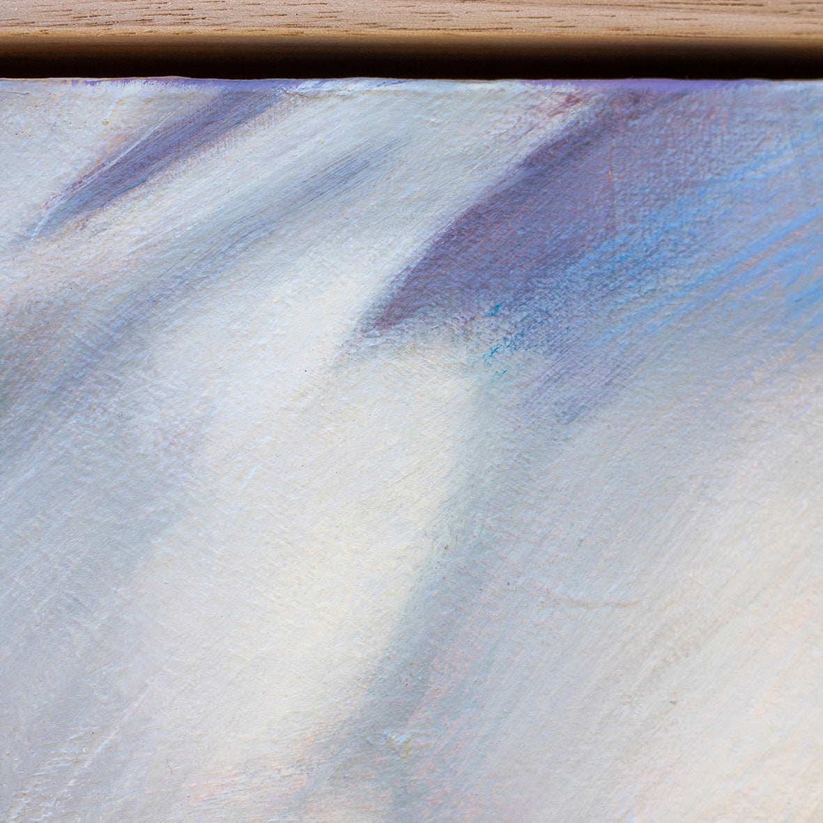 Detail of frame and original abstract floral painting by Eva Cassini