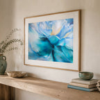 Eva Cassini Art, Breathless in D, blue abstract floral fine art print, coastal teal and aqua tones